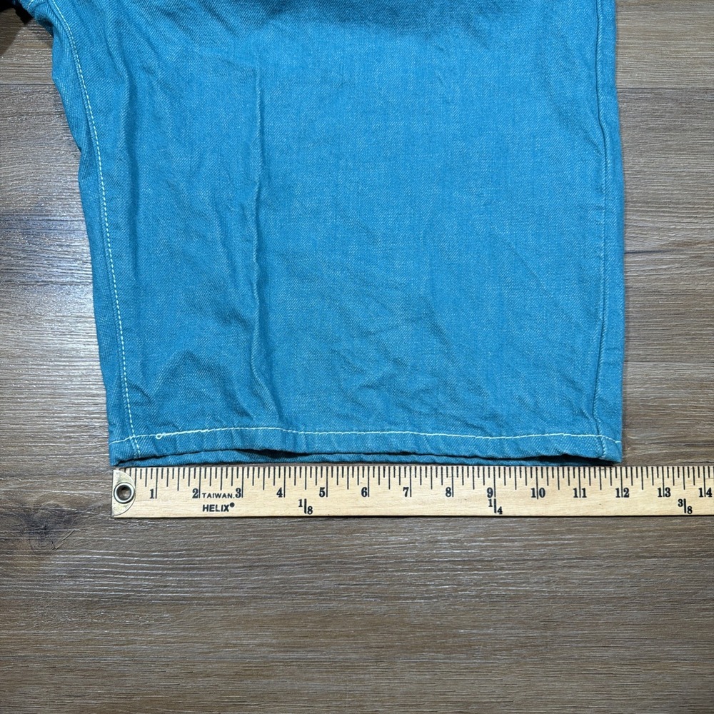 Levi's 569 Denim Jean Shorts Men's 38 Long Teal Jorts Y2K Loose Fit Straight 12" - Picture 9 of 13